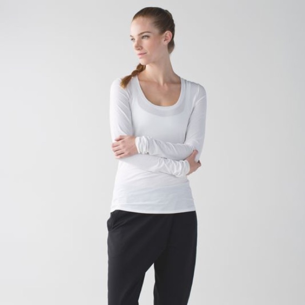 Lulu lemon white anahatasana LS tee brand new